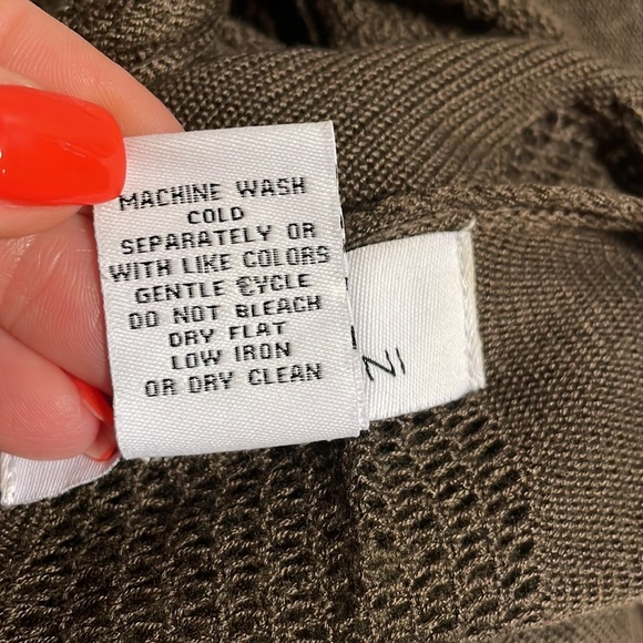 MAGASCHONI woman’s plus cascade open cardigan open knit accent army green 1X - Picture 10 of 10